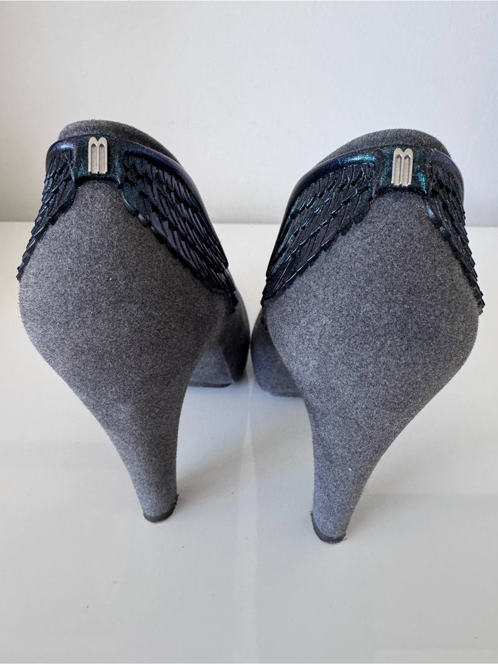 RARE Vintage Melissa Incense II Wing Heels - Flocked Grey (Size 8 US) - Picture 4 of 6